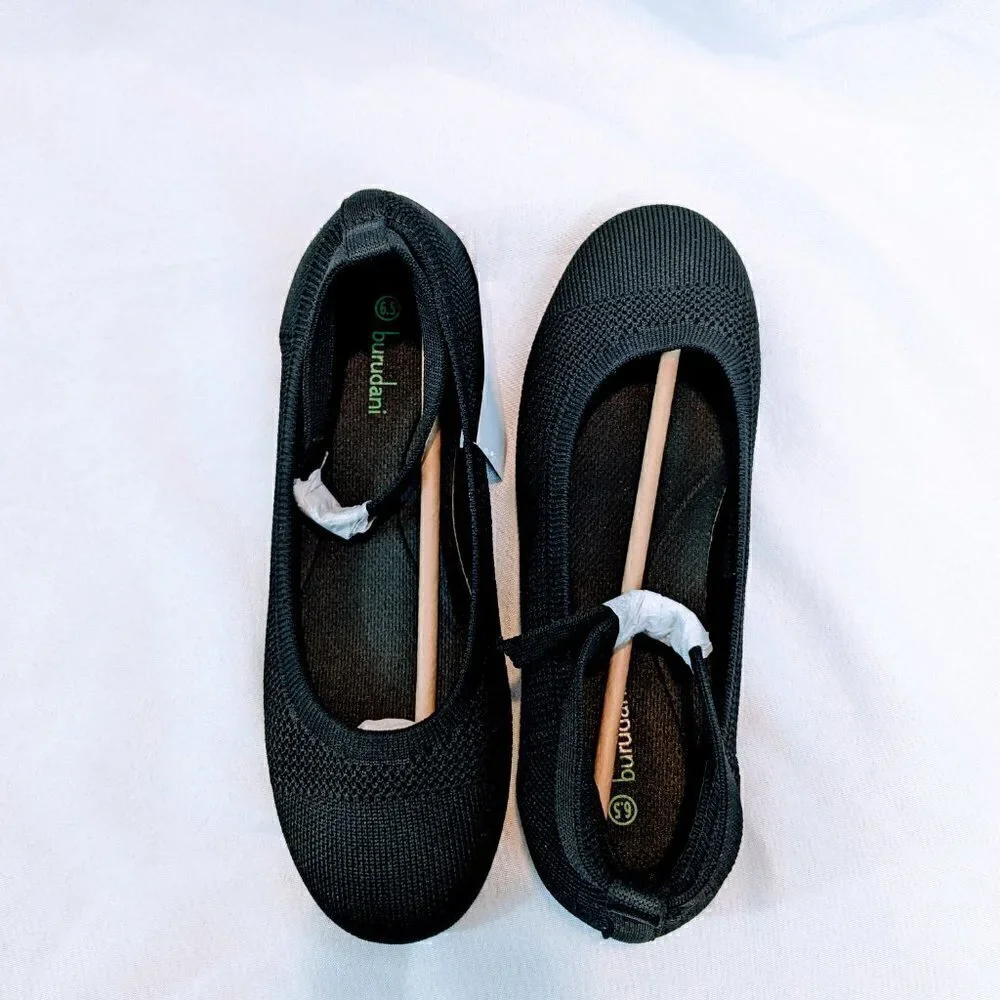 Burudani Black Knitted Flats Size 6.5